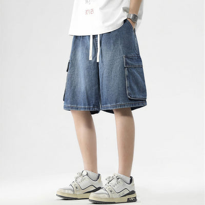 Men's Summer Light Wash Carpenter Baggy Denim Shorts