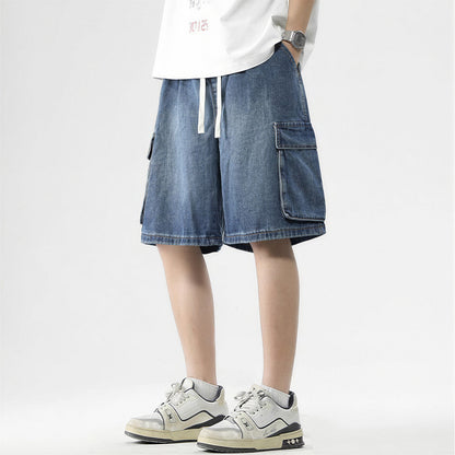 Men's Summer Light Wash Carpenter Baggy Denim Shorts