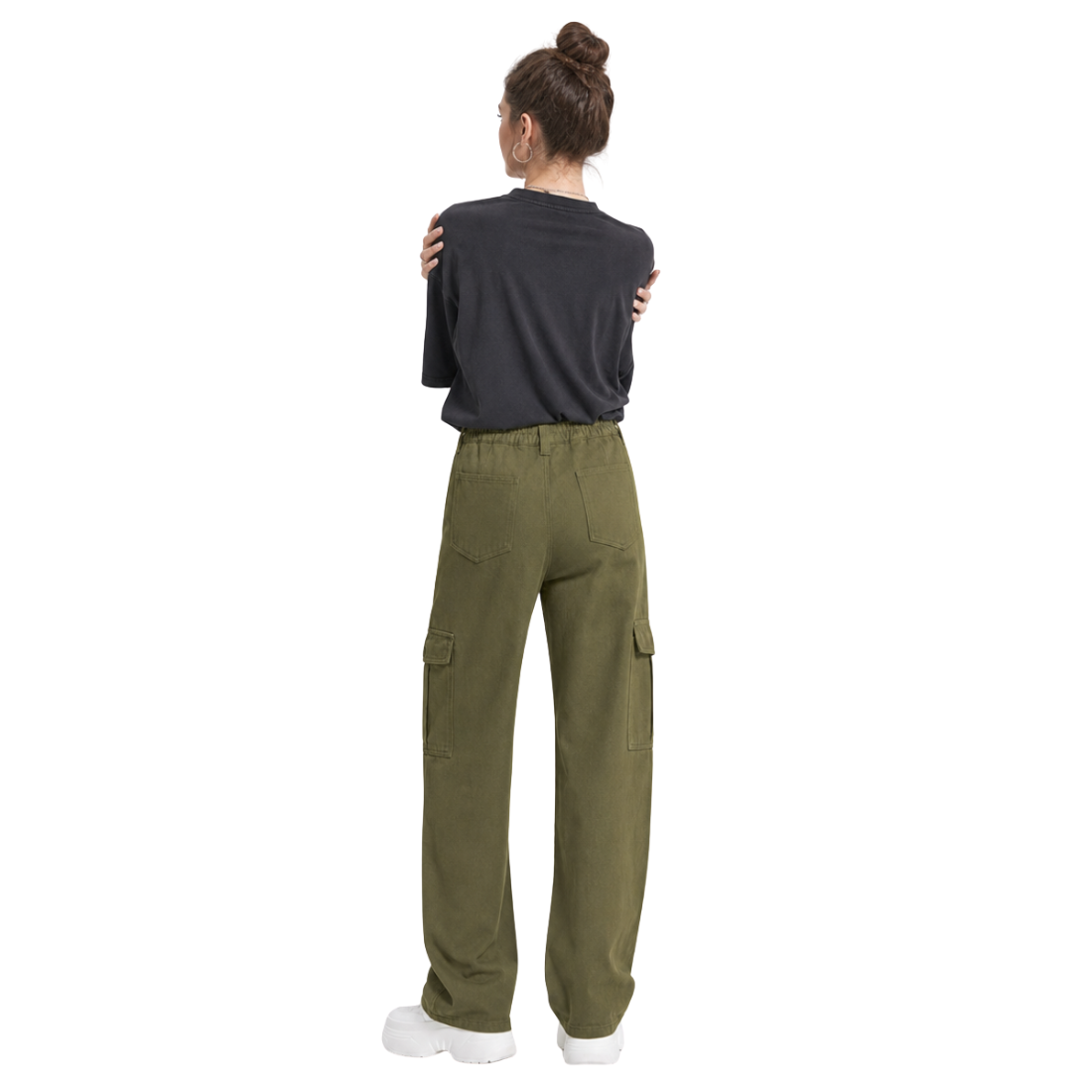 Women's High Waist Multi-Pocket Wide Leg Cargo Jeans
