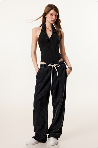 Women's hot girl polp neck tight snap thong jumpsuits