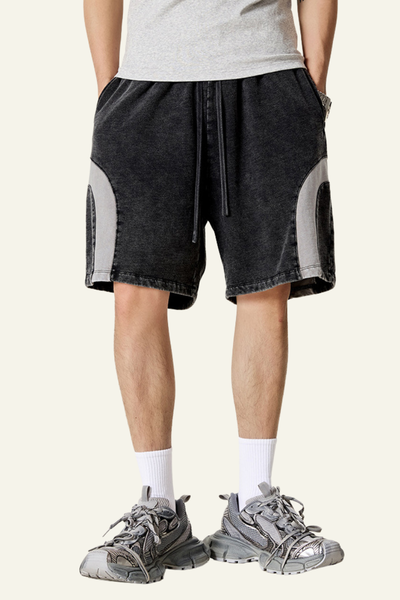 Men's Cotton Streetwear Color Block Shorts.