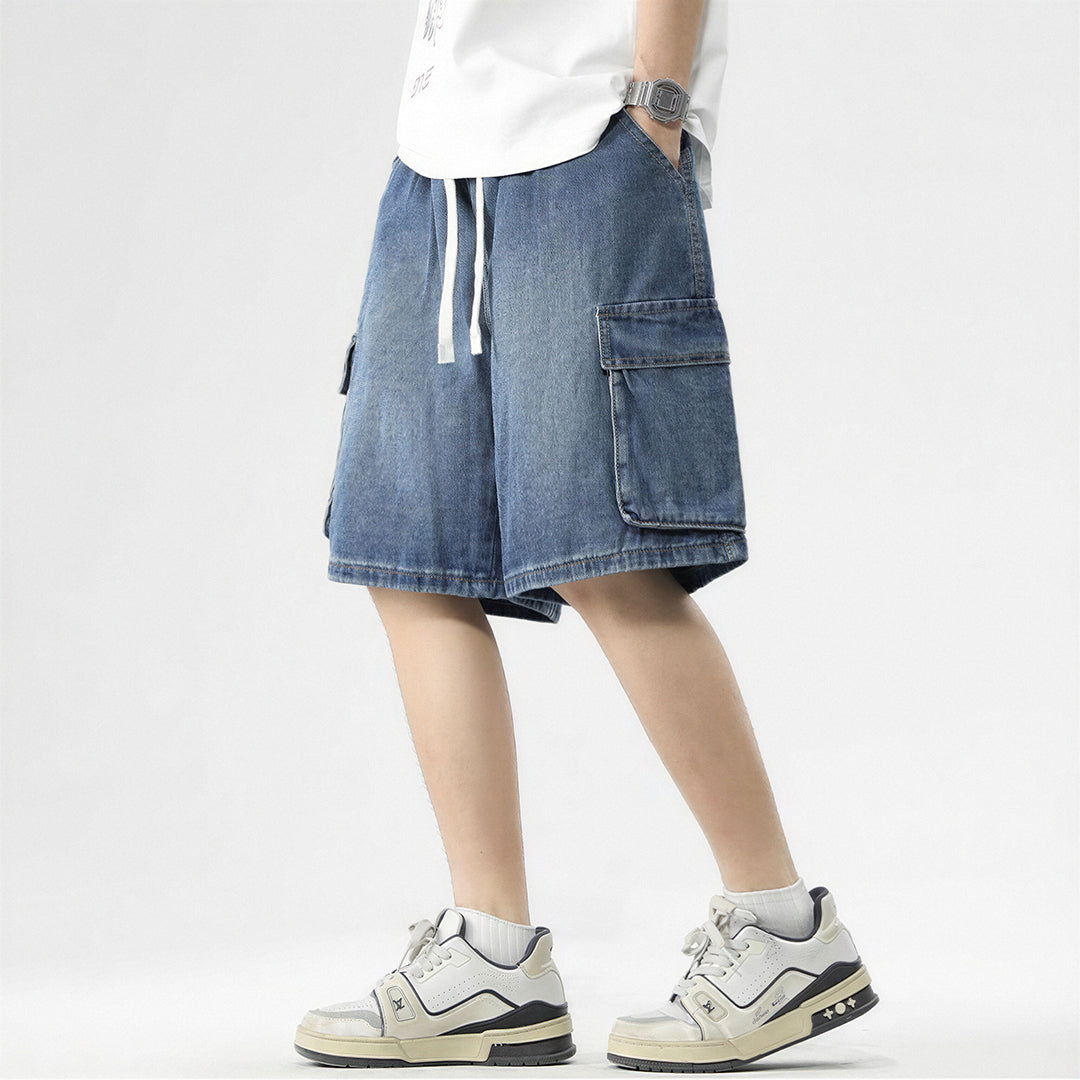 Men's Summer Light Wash Carpenter Baggy Denim Shorts