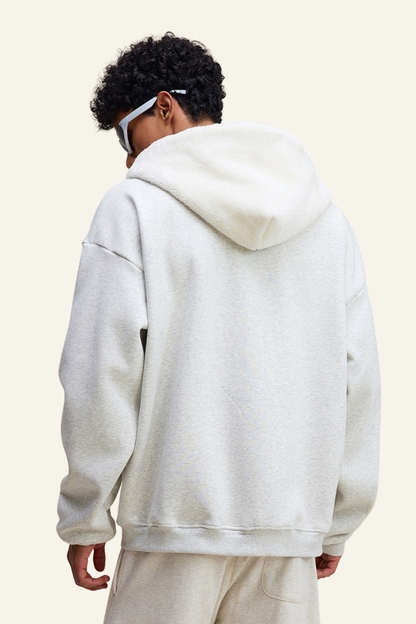 Men's Streetwear Brand Fleece-Lined Hooded Jacket