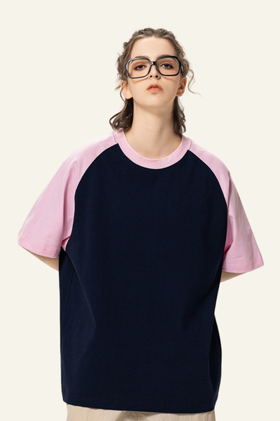 Women's Cotton Color-Blocked Relaxed T-shirt.