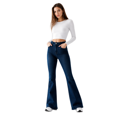 Women's High Waist Stretch Slim Flare Jeans