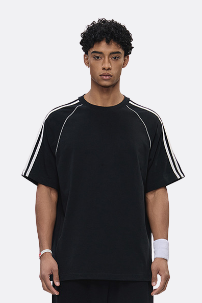 Men's Cotton Streetwear Color-blocked Patchwork T-shirt
