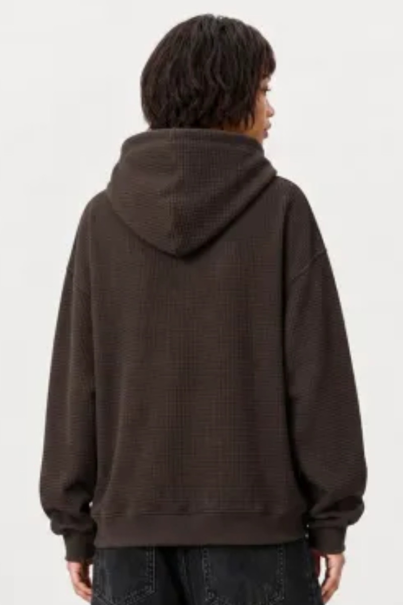 Women's Fall Waffle-Texture Drop-Shoulder Pullover Hoodie