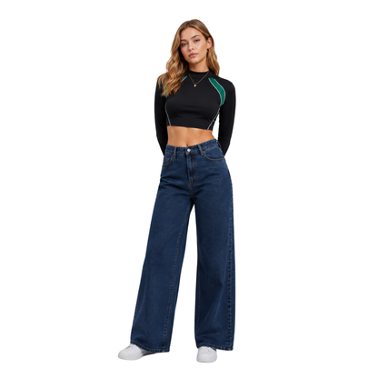 Women's High Waist Heavyweight Wide Leg Jeans