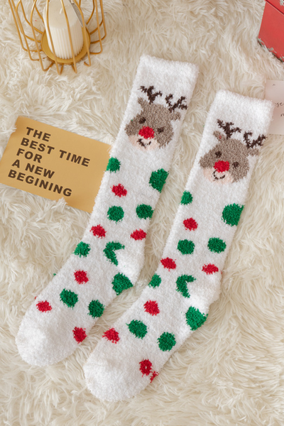 Women's Christmas Red Cute Cartoon Gift Long Socks