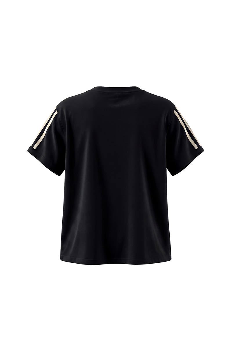 Women Summer Side Stripe Cropped Short Sleeve T Shirt