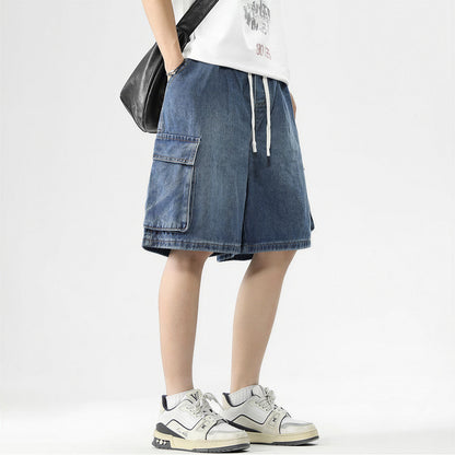 Men's Summer Light Wash Carpenter Baggy Denim Shorts