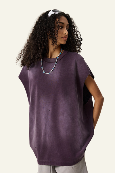 Women's Oversize Vintage Gradient Cotton Sleeveless T-shirt