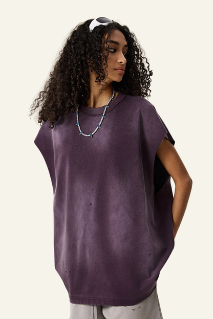 Women's Oversize Vintage Gradient Cotton Sleeveless T-shirt