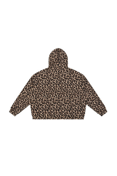 Men's Fall Winter Vintage Leopard Zip-Up Hooded Jacket
