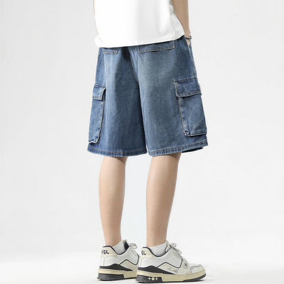 Men's Summer Light Wash Carpenter Baggy Denim Shorts