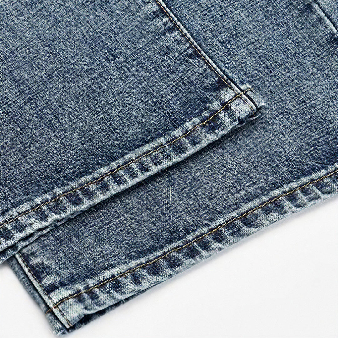 Men's Spring Gradient Blue Cat Whisker Wide-Leg Denim Jeans