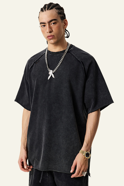 Men's Washed Wax-Dyed Cotton T-shirt.
