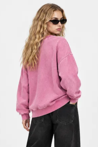 Women Fall Clothing Heavyweight Vintage Washed Sweatshirt