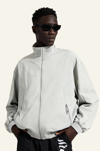 Men's Streetwear Stand Collar Full-Zipper Jacket