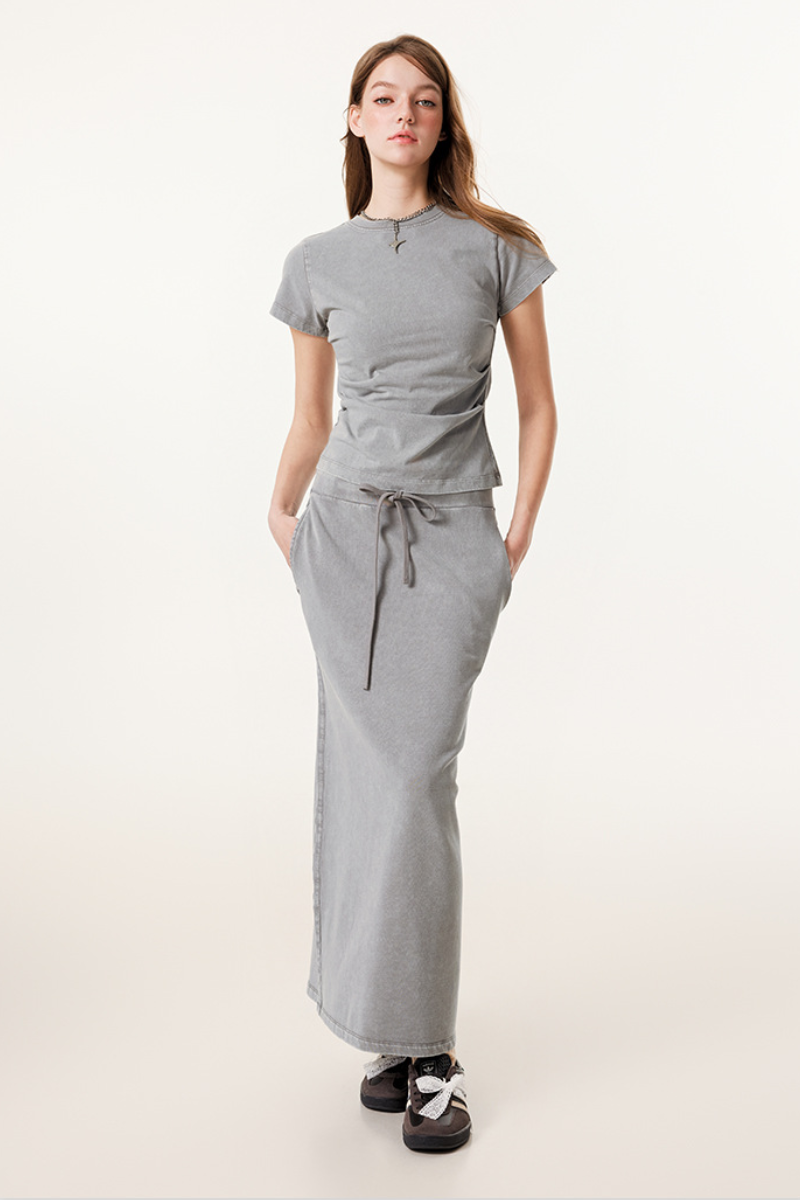 Women's Raw Edge Washed Colorblock Webbing Patchwork Set