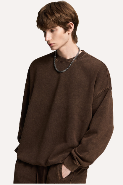 Unisex Winter 420g Retro Snow Washed Loose Sweatshirt