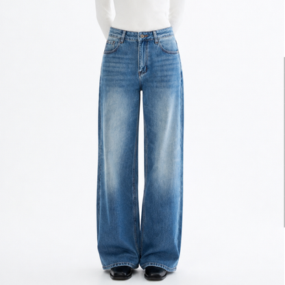 Women's Vintage Wash High Waist Straight Leg Jeans