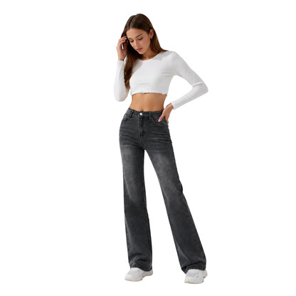 Women's Vintage Wash Stretch Straight Leg Jeans