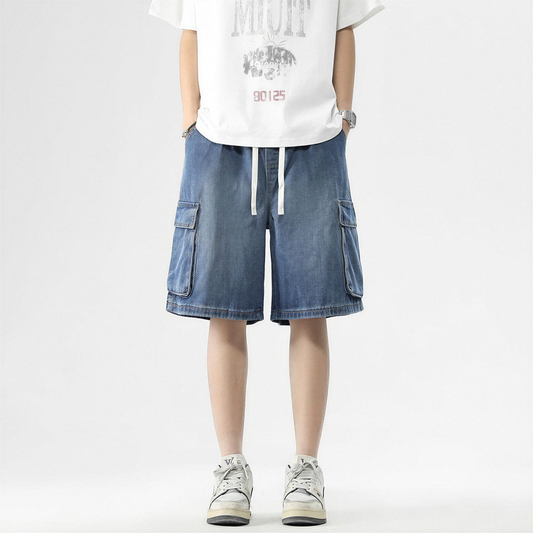 Men's Summer Light Wash Carpenter Baggy Denim Shorts