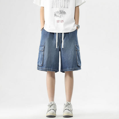 Men's Summer Light Wash Carpenter Baggy Denim Shorts