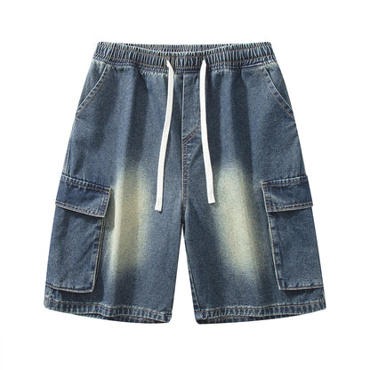 Men's Summer Light Wash Carpenter Baggy Denim Shorts