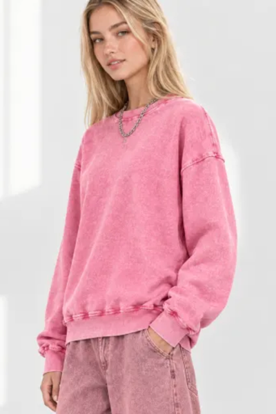 Women Fall Clothing 360G Snow Wash Crewneck Sweatshirt