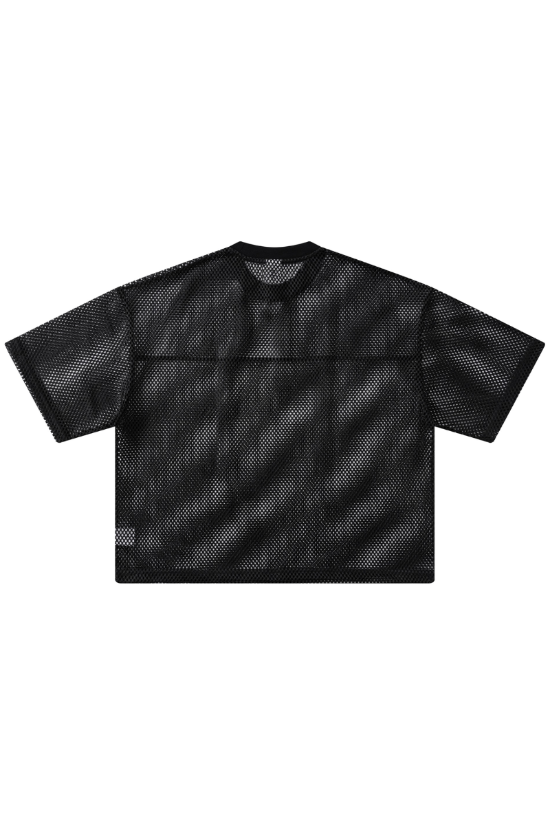 Men's Summer Boxy Mesh Cropped Football Streetwear T-Shirt