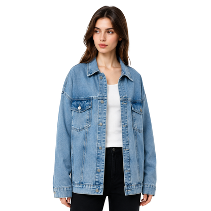 Women's Oversized Drop Shoulder Denim Jacket