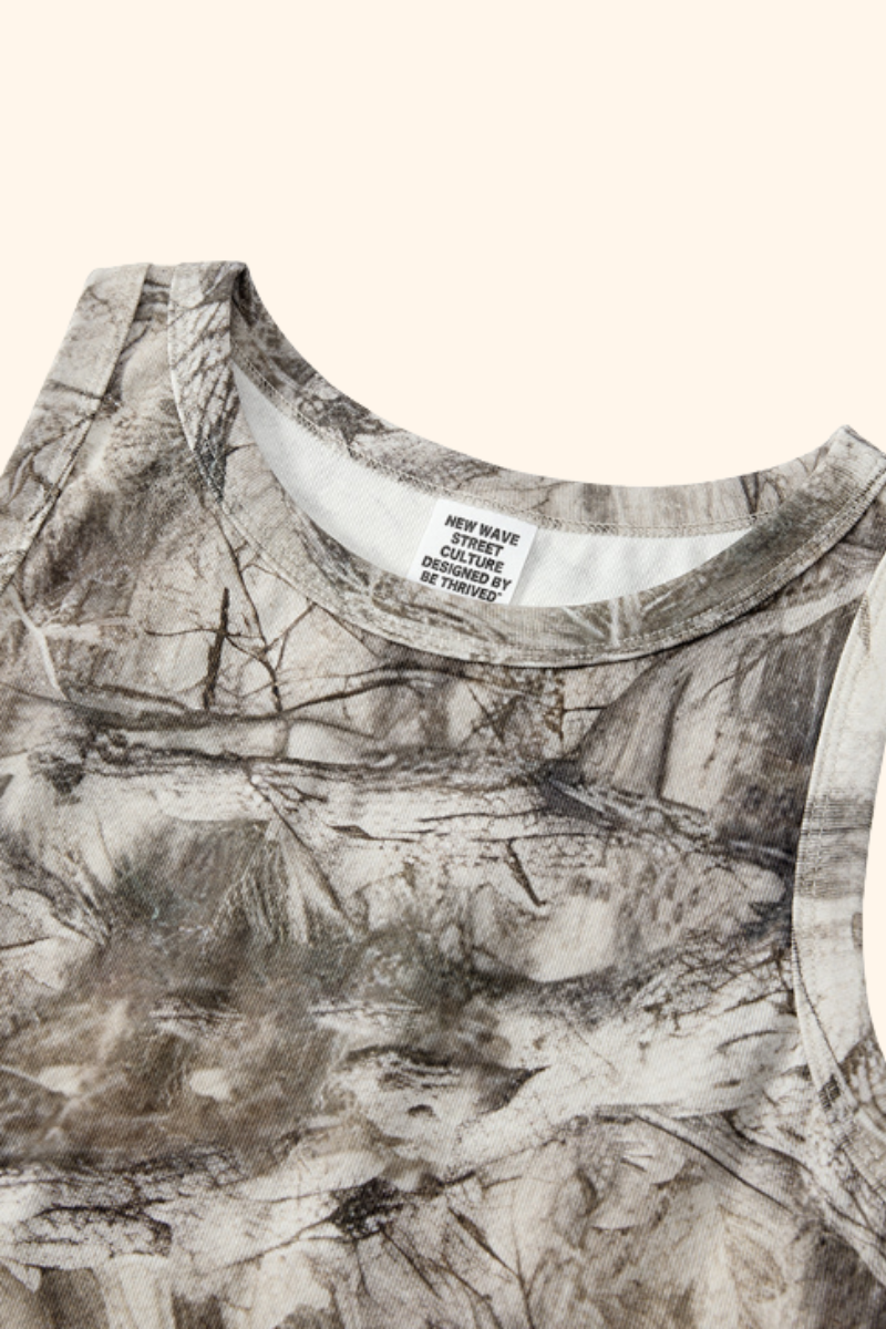 Women's Spring Summer 315g Ribbed Camo Racerback Tank