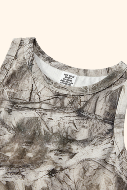 Women's Spring Summer 315g Ribbed Camo Racerback Tank