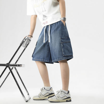 Men's Summer Light Wash Carpenter Baggy Denim Shorts