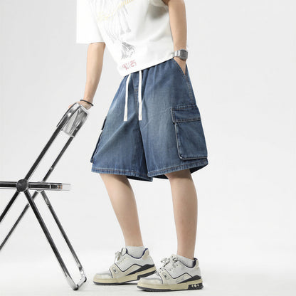 Men's Summer Light Wash Carpenter Baggy Denim Shorts