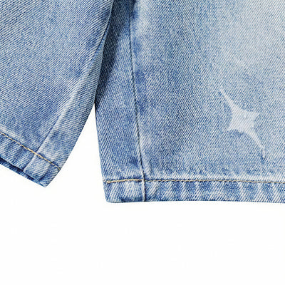 Men's Summer Light Wash Cross Print Baggy Denim Shorts