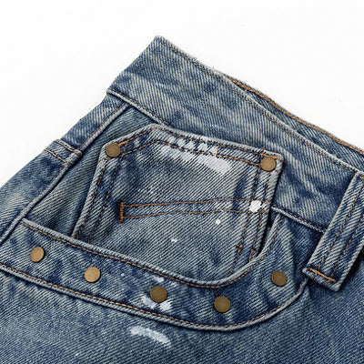 Men's Spring Heavy Ripped Splatter Print Denim Jeans