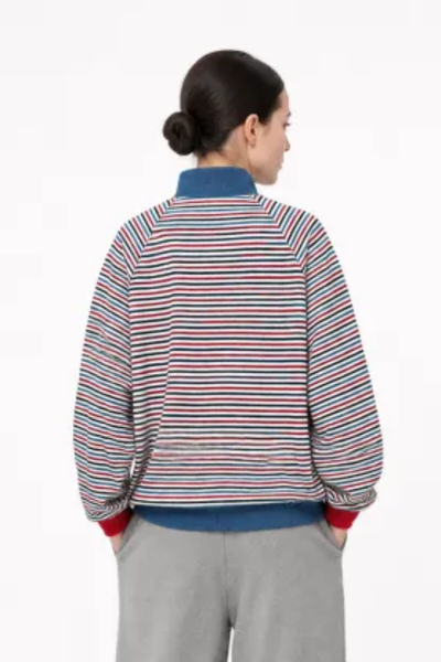 Women Fall Clothing Colorful Stripe Stand Collar Zip Jacket