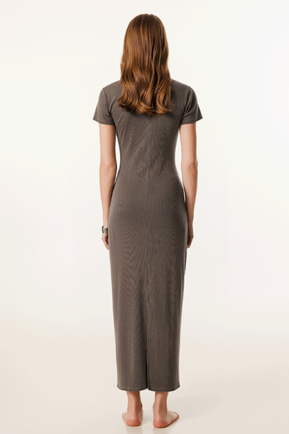 Women's Summer 275g Washed Slim Bodycon Slit Dress