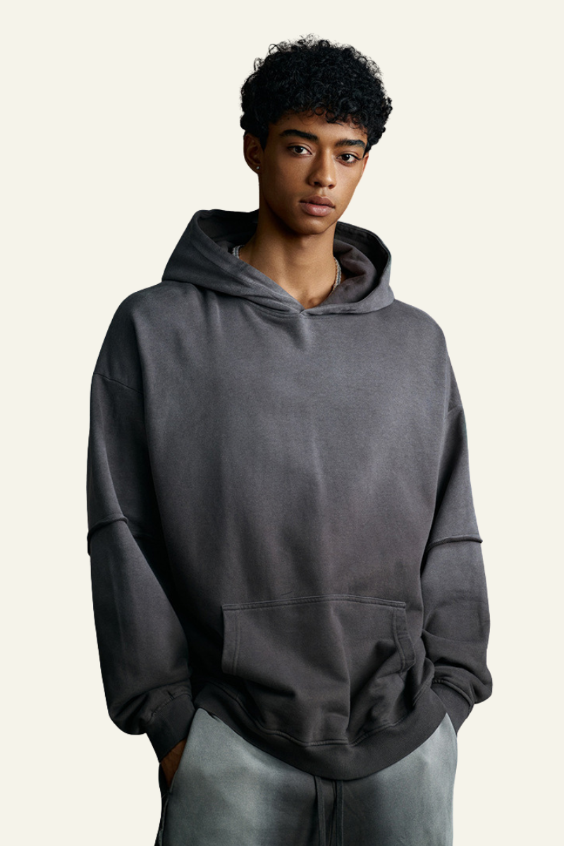 Men's Cotton Vintage Faux-Two-Piece Hoodie.