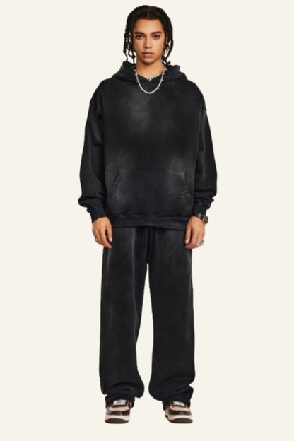 Men's Washed Set:Hoodie & Straight Leg Pants