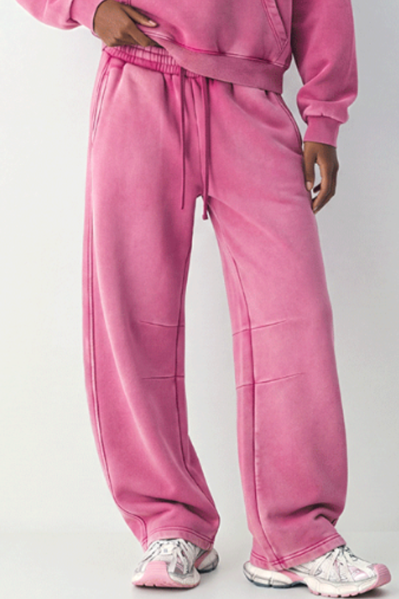 Unisex Fall Clothing Fleece-Lined Curved Wide-Leg Pants