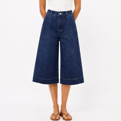 Women's High Waist Wash Wide Leg Cropped Jeans
