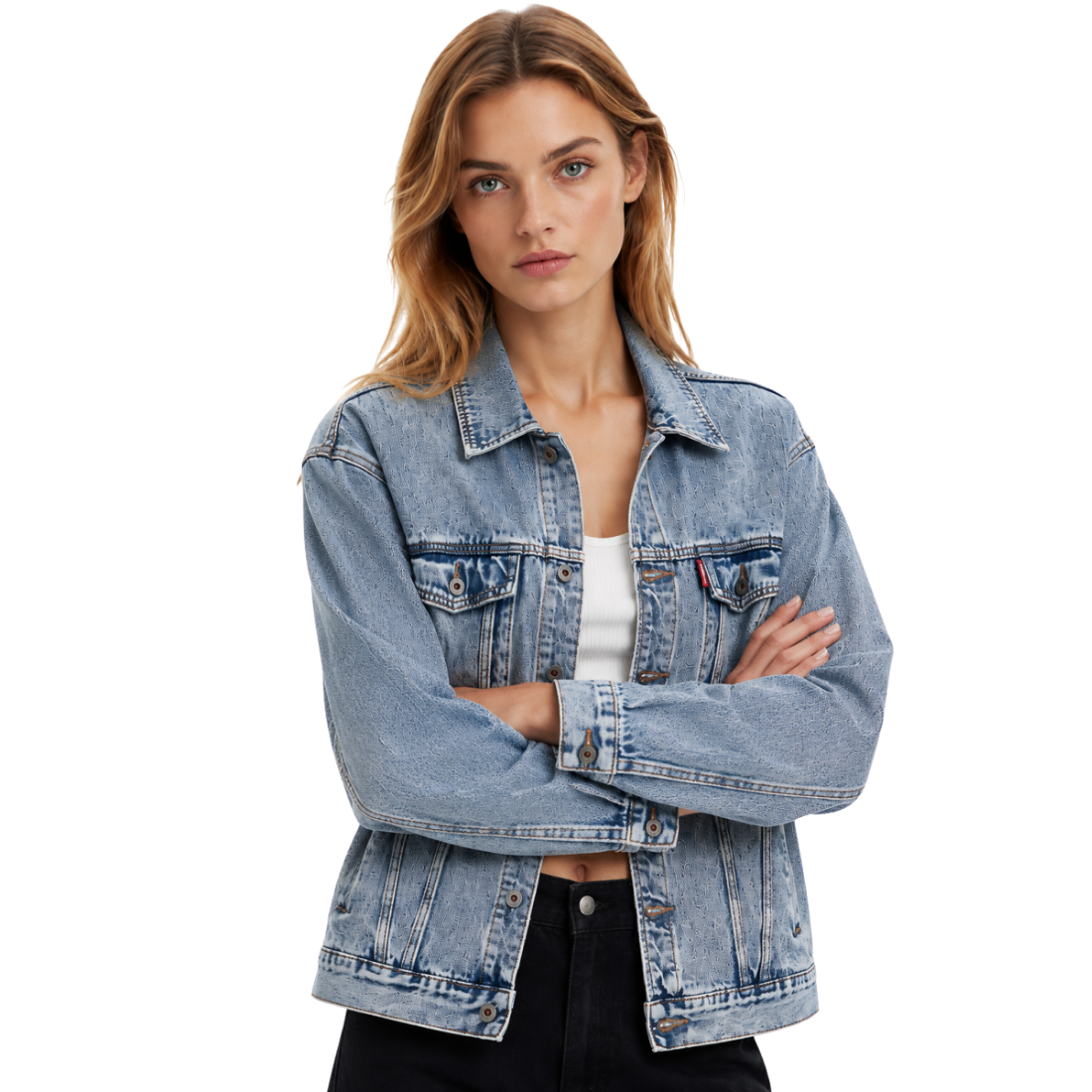 Women's Light Wash Drop Shoulder Denim Jacket