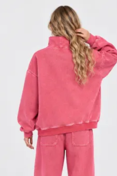 Women Fall Clothing Warm Fleece Vintage Half Zip Sweatshirt