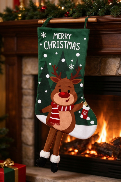 Christmas Santa Snowman Socks Fireplace Hanging Decor