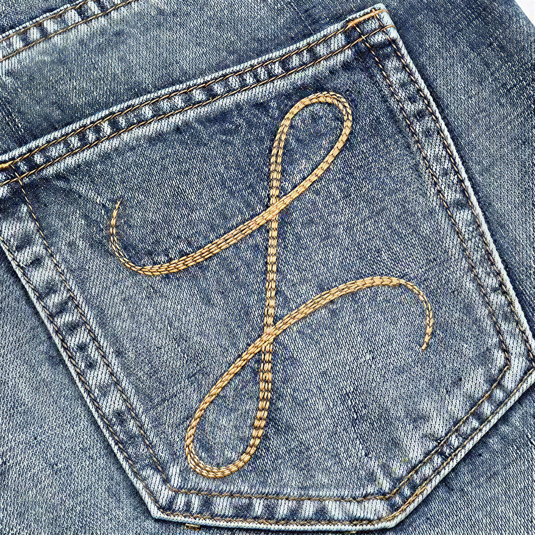 Men's Spring Gradient Blue Cat Whisker Wide-Leg Denim Jeans