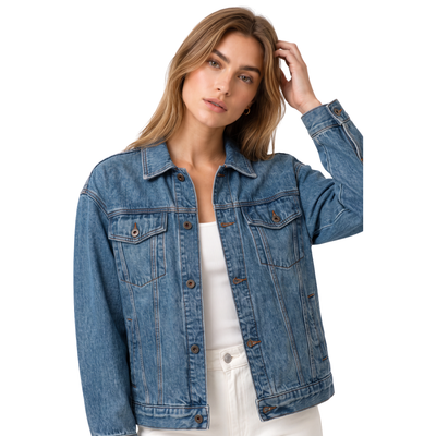 Women's 100% Cotton Classic Blue Denim Jacket